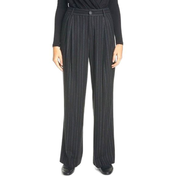Vince High Waisted Striped Wide Leg Trouser Pants 0 - Picture 2 of 14